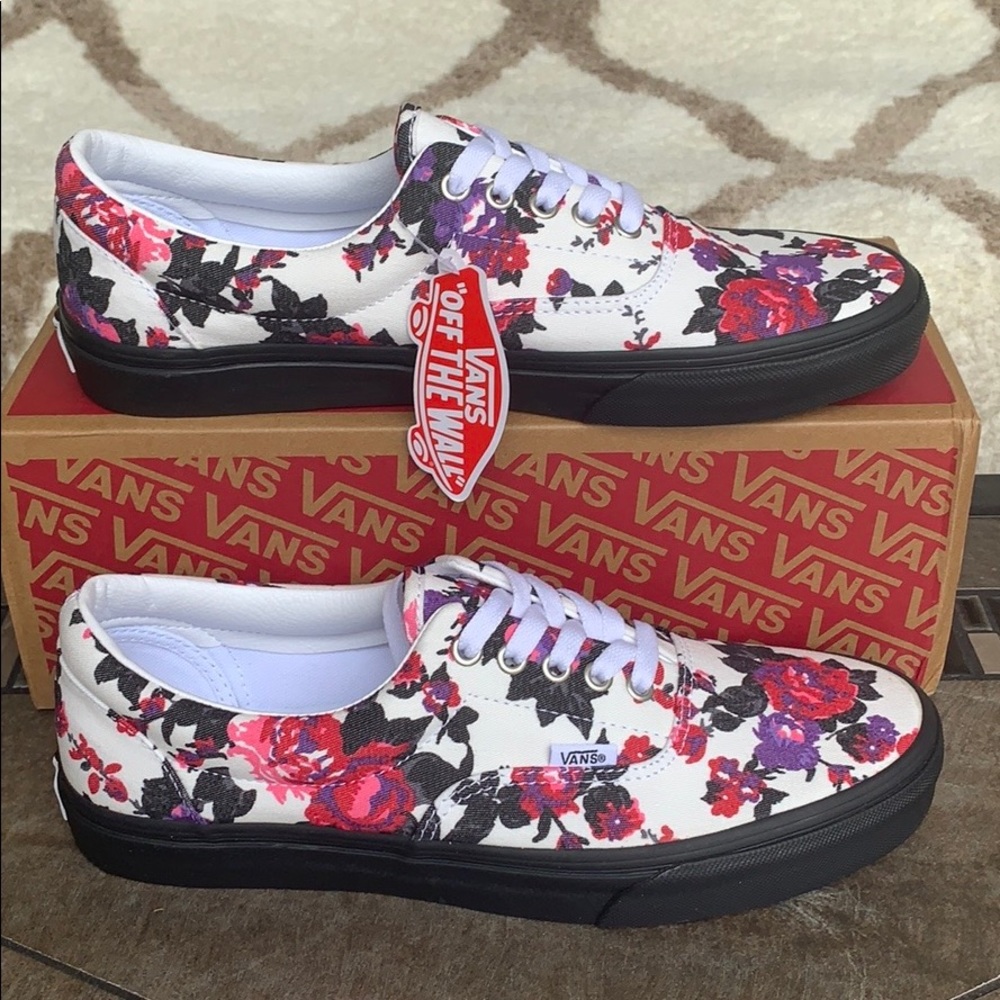 VANS ERA FLORALS BLACK/WHITE men’s - Picture 15 of 16